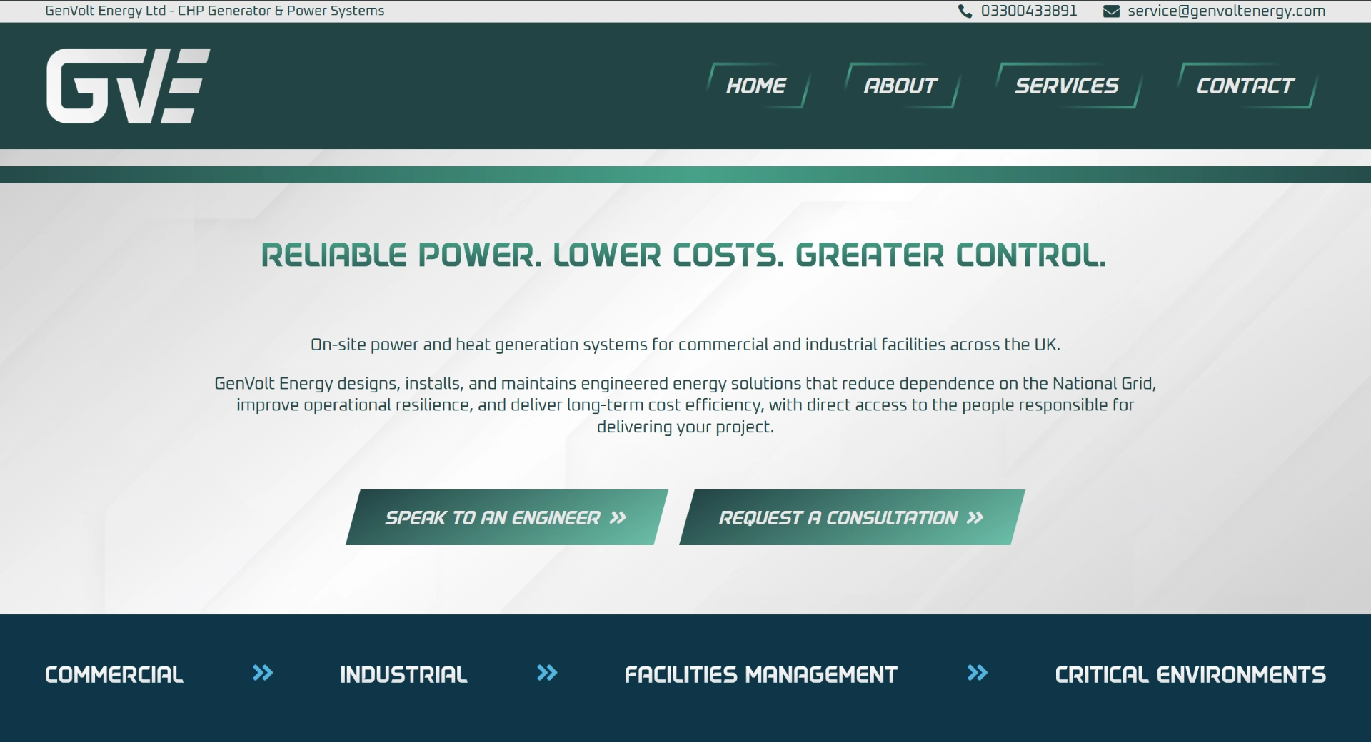 GenVolt Energy homepage